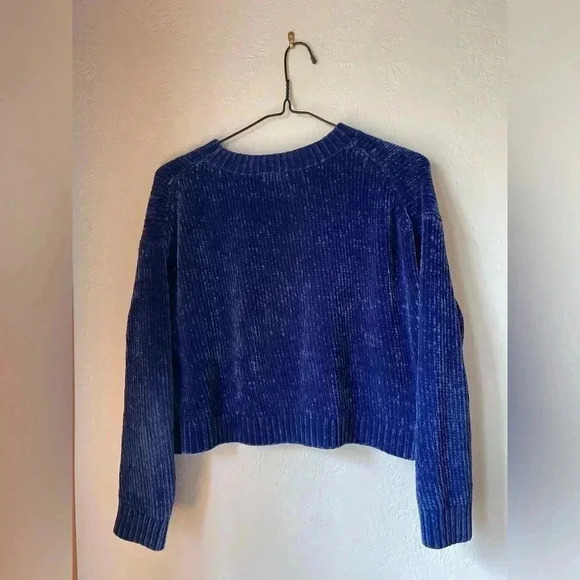 Urban Outfitters Silence + Noise Blue Chenille Cropped Sweater Blue size small - Picture 4 of 4